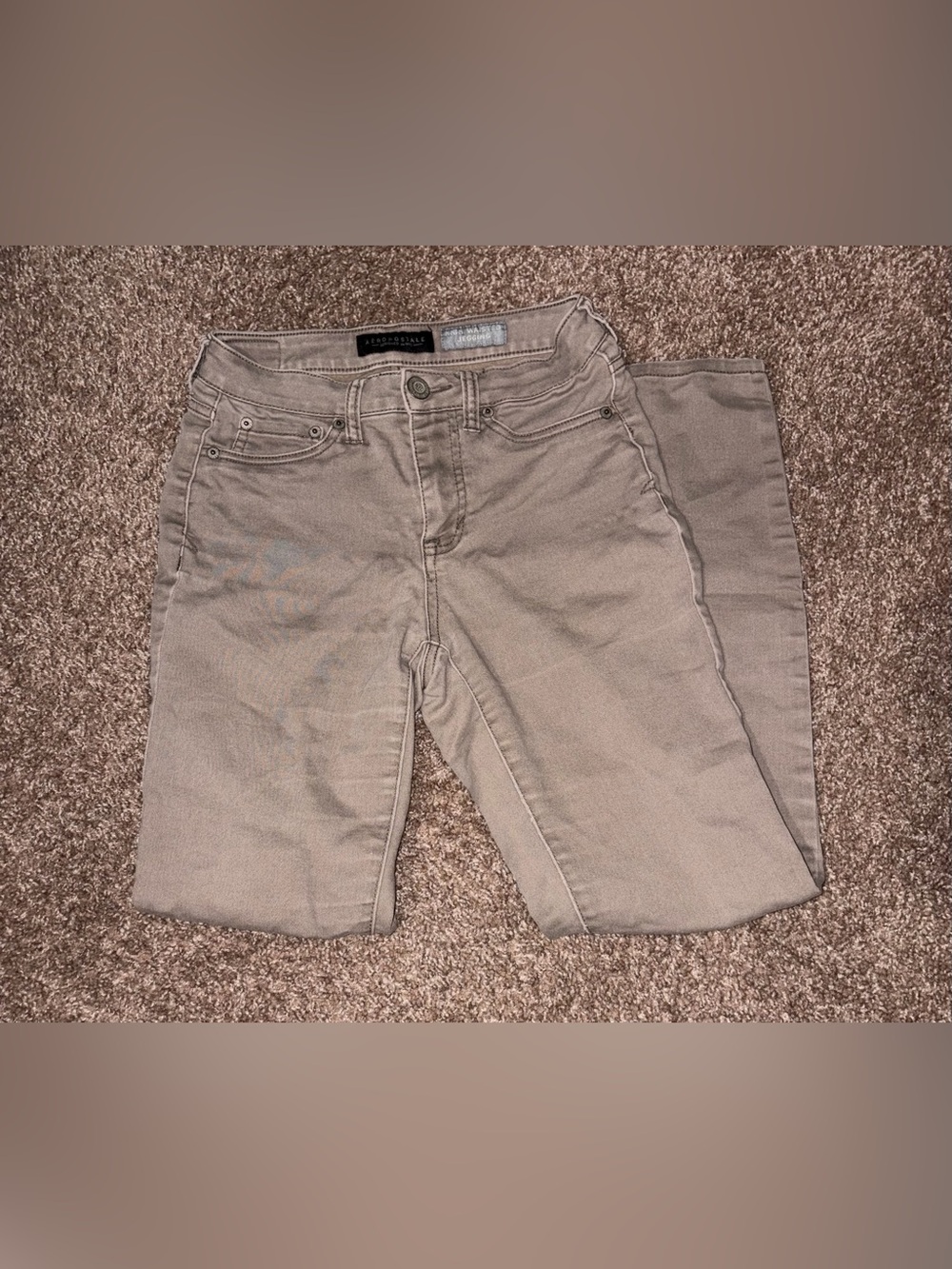 Aeropostale Women's High Waisted Skinny Jeggings in Taupe